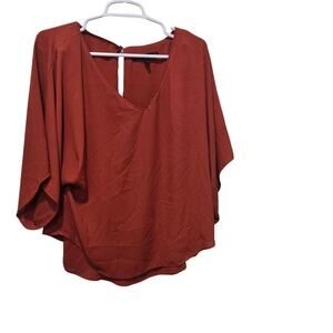 White House Black Market Rust Orange Keyhole Blouse S